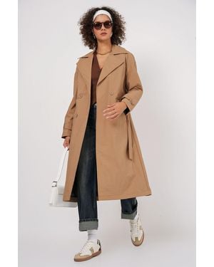 Bigdart 5936 Zweireihiger Trenchcoat Mit Kragen – Kekse Für Damen - Braun