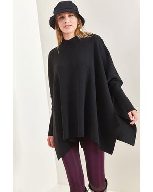 Bianco Lucci Poncho - Schwarz
