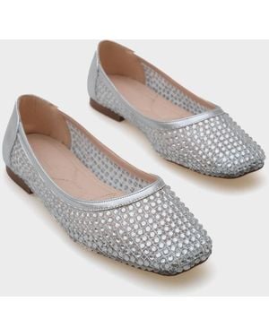 Capone Outfitters Abra Mesh Stone Stilvolle Ballerinas Für Damen - Weiß