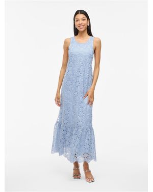 Vila Maxikleid Viado Spitzen Für Damen - Blau