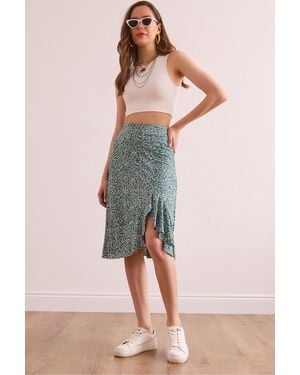 Olalook Daisy Mintgrün Gerüschter Gerippter Drapierter Rock Etk- 19000312 Für Damen