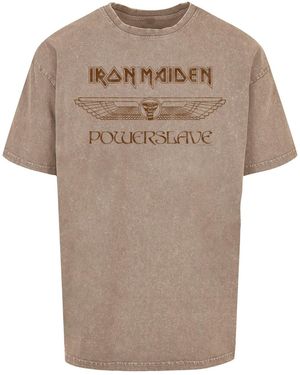 Merchcode Powerslave – Geflügeltes, Säuregewaschenes Oversize-T-Shirt Für Herren - Natur