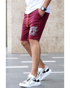 Madmext Bedruckte Weinrote Shorts Für Herren