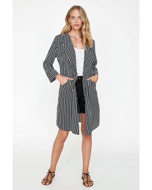 Koton Gestreifter Kimono Für Damen - Schwarz