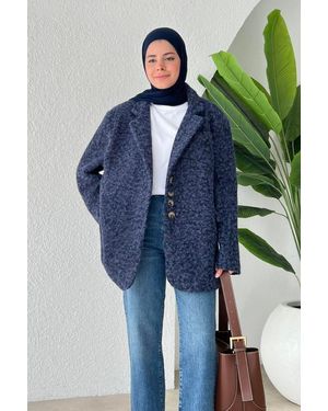 My Blog Marineblauer Olivia Crushed Stamp Jacket Coat-25602 Für Damen