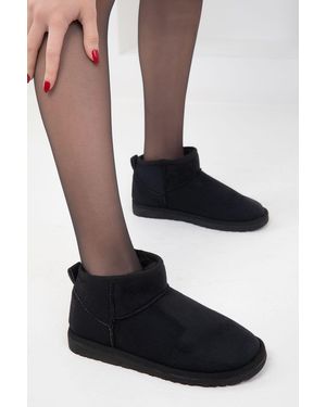 Soho Stiefel Und Stiefeletten Aus Schwarzem Wildleder Für Damen - Weiß
