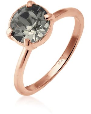 Elli Jewelry Ring Solitär Elegant Mit Kristallen Dunkelrot - Grau