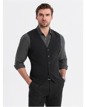 Ombre Taillierte Strukturierte Weste Mit Aufgesetzten Taschen V1 S Für Herren - Schwarz