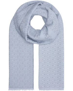 Calvin Klein Fringes Two-Tone Mono Mw Scarf Für Damen - Blau
