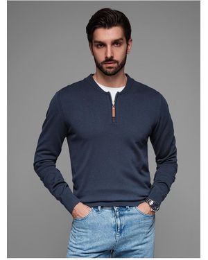 Ombre Pullover Mit Viskose Und Breitem Ausschnitt Marineblau V4 Für Herren