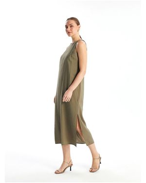 LC Waikiki Lcw Kleid Mit Rundhalsausschnitt, Einfarbig Für Damen - Mettallic