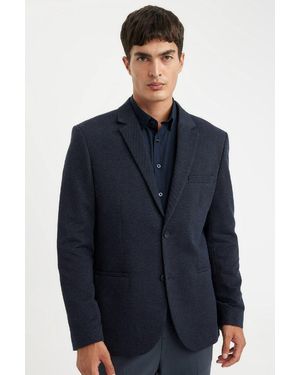 Defacto Slim Fit Slim Fit Gefütterte, Geknöpfte Blazerjacke N0503Az24Au Für Herren - Blau