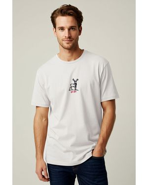 Trendyol Oversize-T-Shirt Mit Fernost- Und Hirsch-Stickerei – Für Herren - Weiß