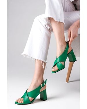 Mio Gusto Mia Grüne Sandalen Mit Absatz Für Damen - Weiß