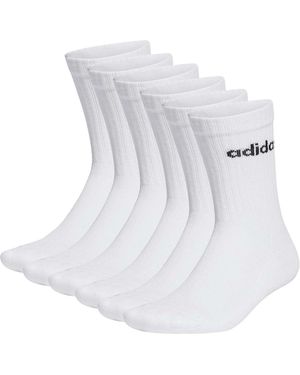 adidas Socken, 6Er Pack Linear Crew Cushioned, Logo, Gepolstert, Einfarbig - Weiß