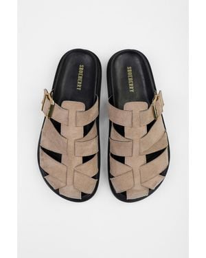 Shoeberry Hausschuhe Vion Nerz-Wildleder Mit Schnallendetail Für Damen - Schwarz