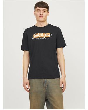 Jack & Jones T-Shirt Logo Rundhalsausschnitt T-Shirt Für Herren - Schwarz