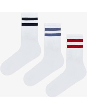 Penti Stripe Tennis 3Er-Pack Mehrfarbige Socken Für Herren - Weiß