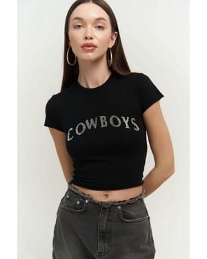 MAİ COLLECTİON Cowboys Gekämmt Crop Für Damen - Schwarz