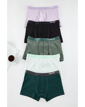 Trendyol Mehrfarbige Boxershorts Mit 5 Gemusterten/Flachen Packungen – Für Herren - Grün