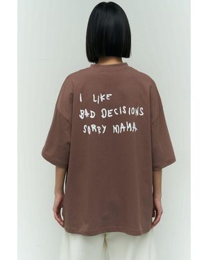 MAİ COLLECTİON Mama Kaffee Farbe Oversize-T-Shirt - Braun