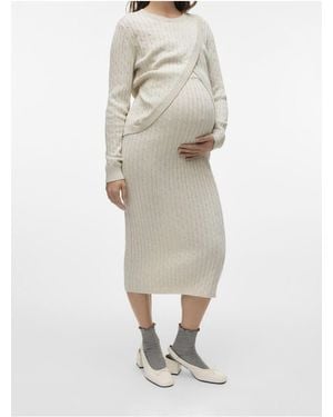 Mama.licious Strickrock Hohe Taille Midirock Für Damen - Weiß