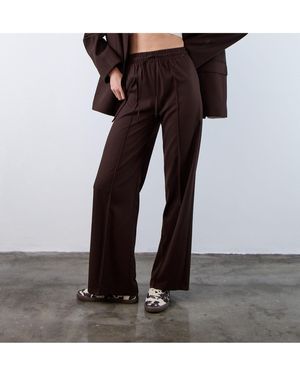 My Blog Braune Polyviscon-Hose Mit Elastischem Bund Und Vordernähten – 50741 Für Damen - Schwarz