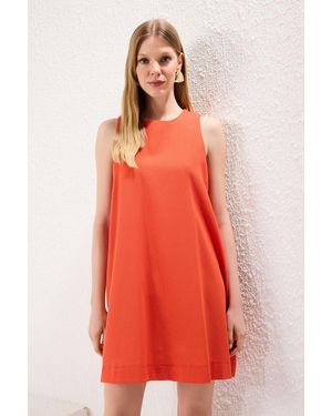 Trendyol Rotes, Gerades Mini-Webkleid Für Damen