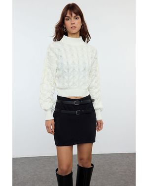 Trendyol Crop Stehkragen Pullover Pullover Für Damen - Weiß
