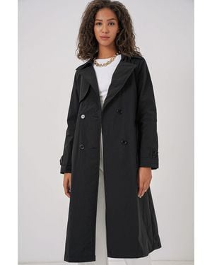Bigdart 5938 Zweireihiger Trenchcoat Mit Kragen – Für Damen - Schwarz