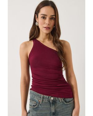 Bianco Lucci Bluse Aus Dehnbarer Viskose Mit Drapiertem Detail Und Einer Schulterpartie Mit Weichem Touch 4013 Für Damen - Rot