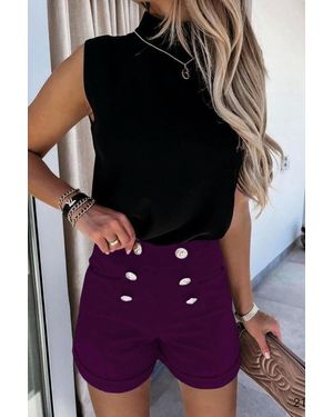 Deafox Kurze Shorts Aus Kreppstoff Mit Knopfdetail Für Damen - Lila