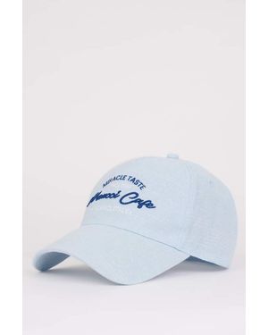 Defacto Baseball-Basketballkappe Mit Etikettendruck, Gewebt, D7992Ax25Sm Für Damen - Blau