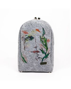 BIGGDESIGN Filzrucksack Mit Reißverschluss „Faces“ - Grau