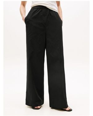 Tommy Hilfiger Popeline-Hose Mit Weitem Bein Für Damen - Schwarz