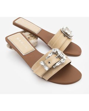 Marjin Casual Hausschuhe Mit Steinriemen Bernit Für Damen - Natur