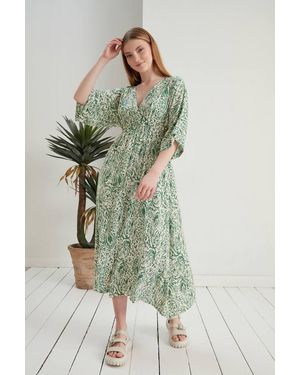 ZF BUTİK Fledermauskleid Mit V-Ausschnitt Für Damen - Grün