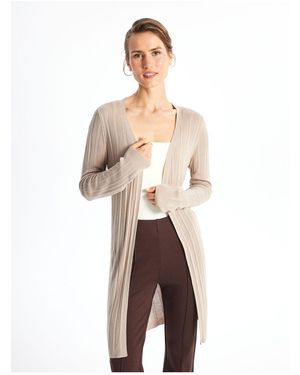 LC Waikiki Strickjacke – Schalkragen, Einfarbig, Lange Ärmel Für Damen - Natur