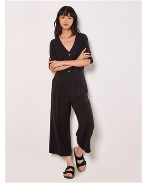 Apricot Jumpsuit Mit Knopfleiste Für Damen - Schwarz