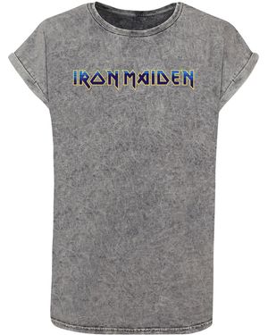 Merchcode Powerslave Dark Ink Acid Washed T-Shirt Für Damen - Grau