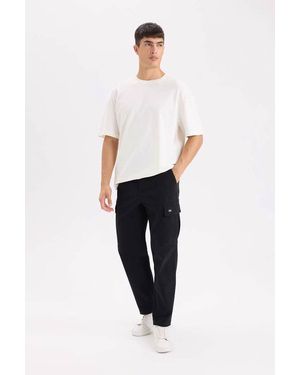 Defacto Relax-Fit-Hose Mit Cargotaschen, Geradem Bein Für Herren - Weiß