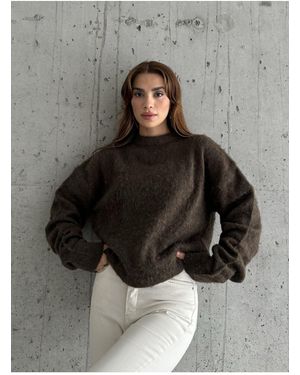 Laluvia Weicher Strickpullover „Brand Model“ - Grau