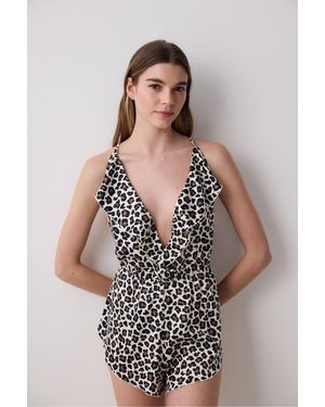 Penti Leopard Satin Teddy Für Damen - Mehrfarbig