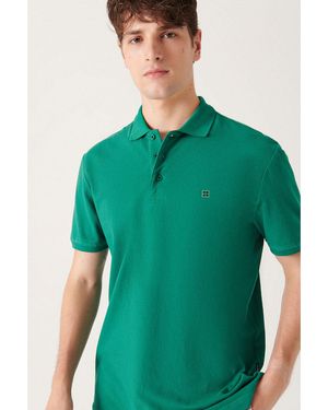 AVVA 100% Baumwolle Cool Halten Polo Kragen T-Shirt E 001004 Für Herren - Grün