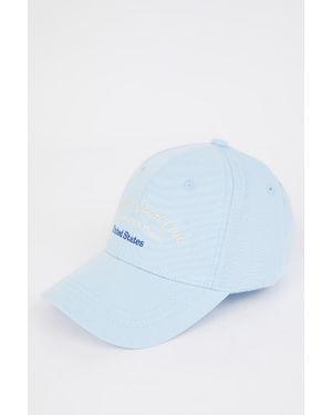 Defacto Baseball-Basketballkappe Mit Etikettendruck, Gewebt, Für Damen - Blau