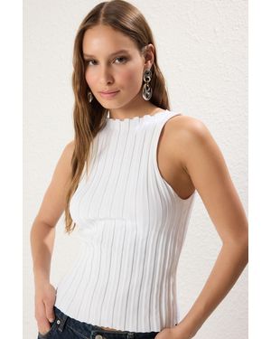 Trendyol Premium-Strickbluse Aus Garn/Spezialgarn Für Damen - Weiß