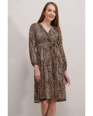 Bigdart Weißes Kleid Mit Zweireihigem Kragen, Modell 2320 Für Damen - Braun