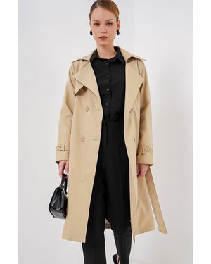 Bigdart K. 5918 Trenchcoat Mit Zweireihigem Kragen Für Damen - Natur