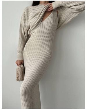 My Blog Stone Martha Zweiteiliges Strickkleid Mit Pullover Für Damen - Grau