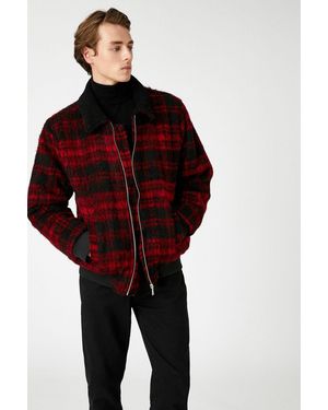 Koton Schwarze Karierte Jacke Für Herren - Rot